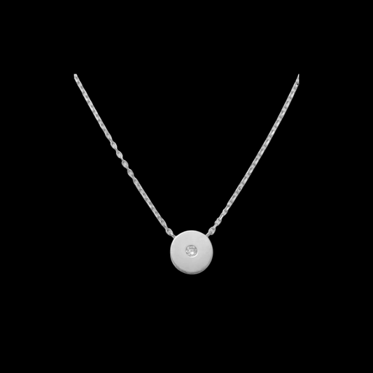 14K White Gold 0.035ctw Diamond Disc Necklace