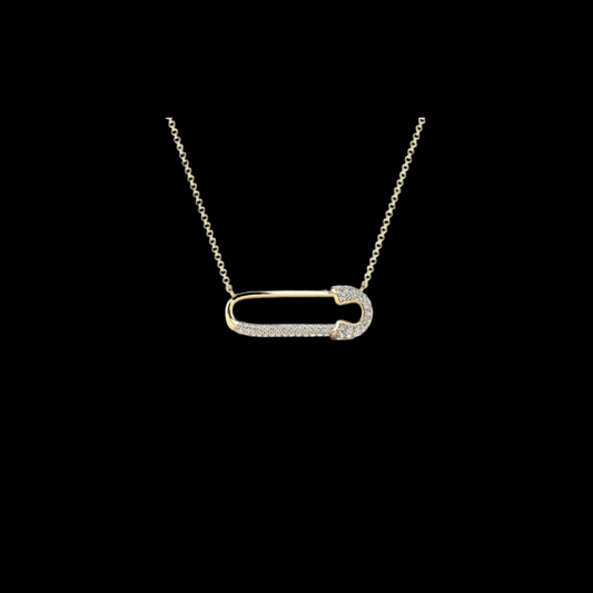 14K Yellow Gold 0.18ctw Diamond Pin Necklace