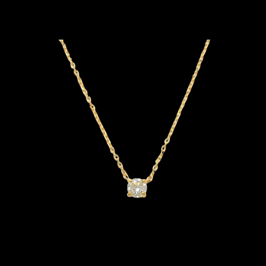 14K Yellow Gold 0.14ctw Diamond Solitaire Necklace
