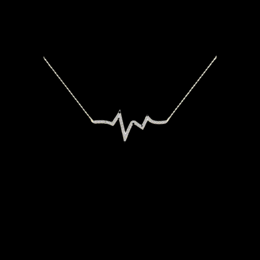14K Yellow Gold 0.13ctw Diamond Heart Beat Necklace