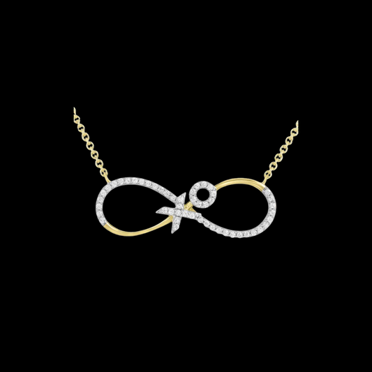 14K Yellow Gold 0.15ctw Diamond Infinity Necklace