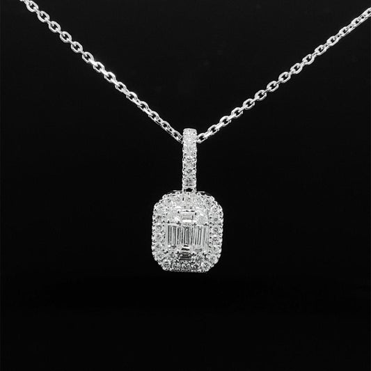 14K White Gold, Emerald-cut 0.34 ctw Diamond Necklace