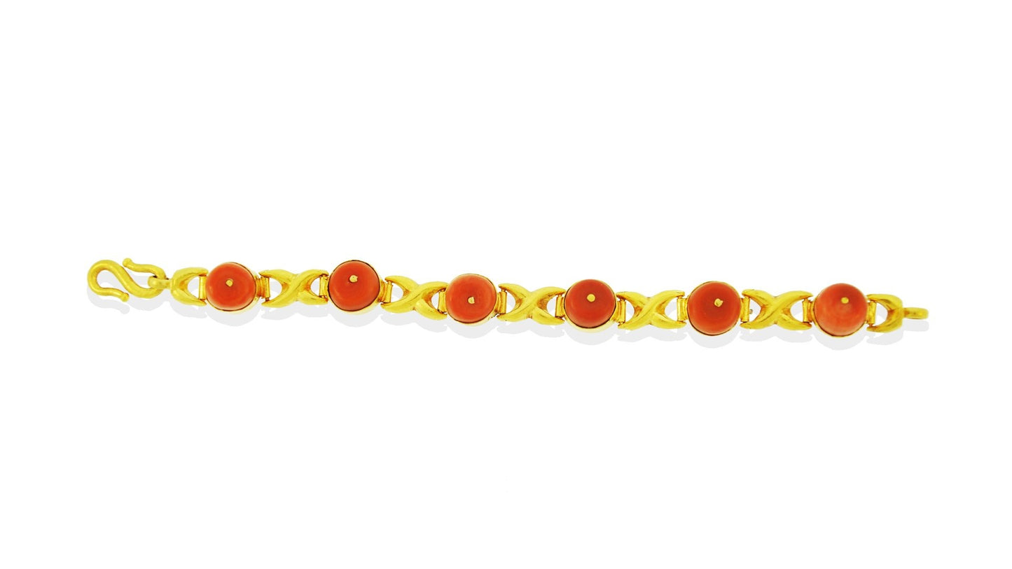 24K Handmade Coral Bracelet - Queens Diamond & Jewelry