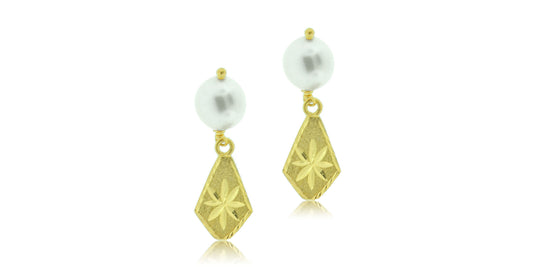 24K/22K Handmade Dangling Pearl Earring - Queens Diamond & Jewelry