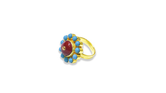 24K Gold Handmade Simple Flower Design Ring - Queens Diamond & Jewelry