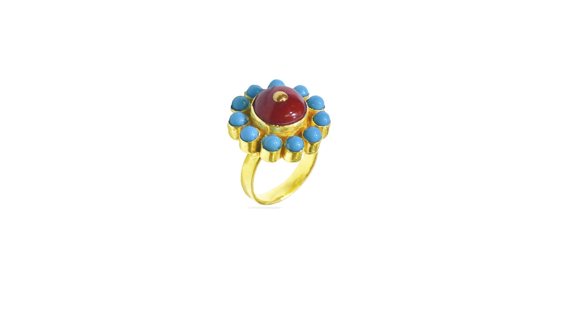 24K Gold Handmade Simple Flower Design Ring - Queens Diamond & Jewelry