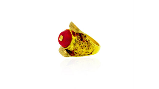 24K Gold Handmade Thake Design Men Ring - Queens Diamond & Jewelry