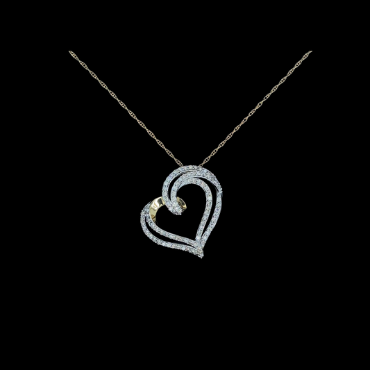 14K Yellow Gold, Heart 0.51 ctw Diamond Necklace